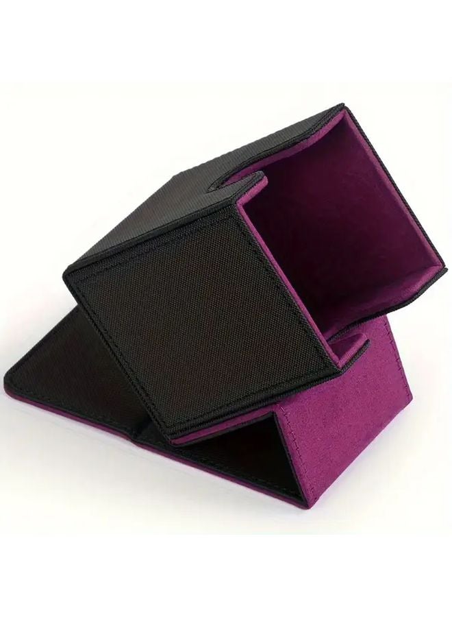 Black Grey Faux Leather Trading Card Box Holds 100 Collectible TCG Cards Case - Image 2