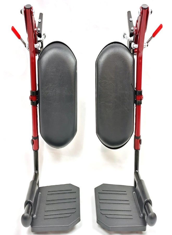 ForconMed Red Wheelchair elevating Leg Rests, w/Calf pad, Non-Slip Footplates, Compatible with Reclining Wheelchair, Standard Wheelchair, Transport Chair. Universal Wheelchair Parts, (1 Pair,Red) - Image 1