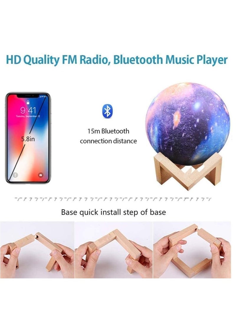 ELTRAZONE Portable Quran speaker LED night light, 16-color 3D printing LED Galaxy Moon light, Bluetooth, Micro SD remote control speaker, Quran chanting, FM radio (ELT-GLAXY) - Image 5