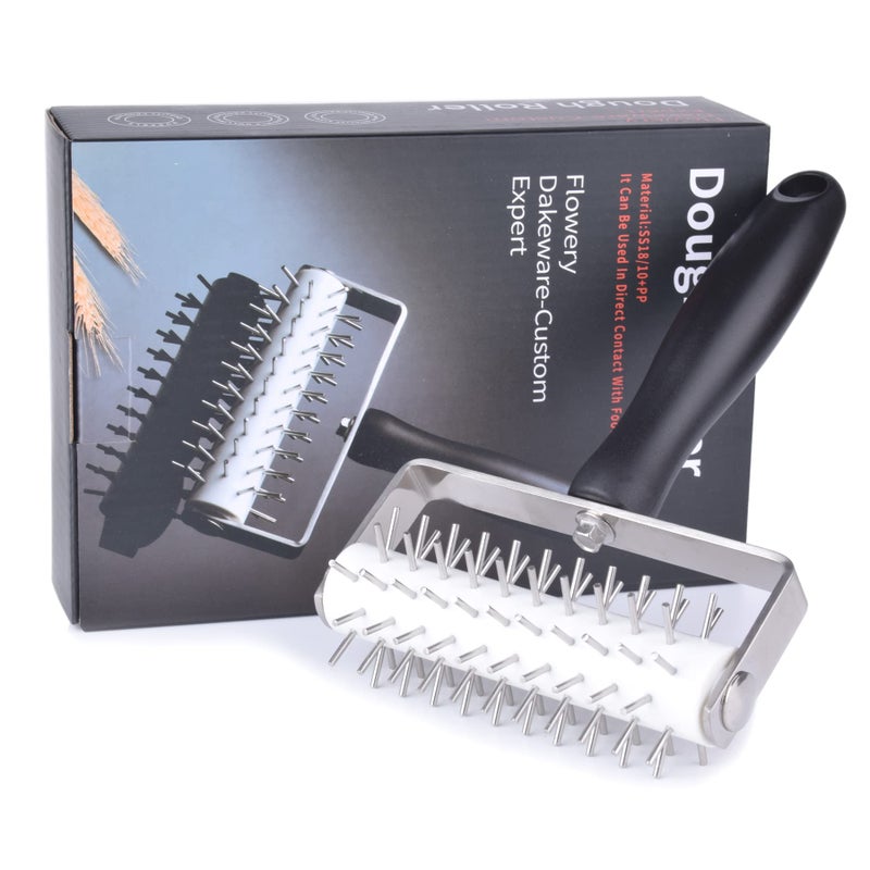 Pizza Dough Docker EVNSIX Pastry Docker Roller with Stainless Steel Spikes for Homemade Baking Cake crackers Pie Hole MakerPrevent Dough from BlisteringCommercial Kitchen Pizza Making Accessories