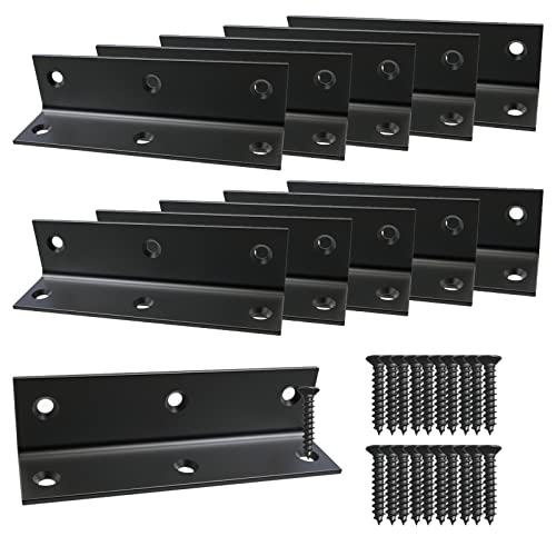Aufuga L Bracket,Heavy Duty Corner Brace,Stainless Steel Shelf Bracket,Black Large Angle Brackets, Metal Braces for Wood Aufuga (10, 4*1*1inch) - Image 1