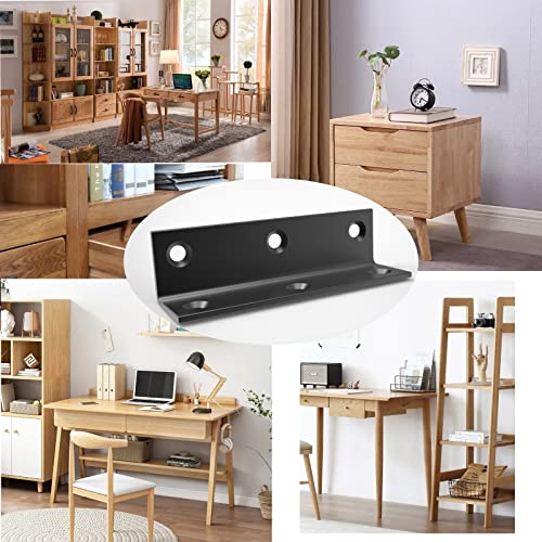 Aufuga L Bracket,Heavy Duty Corner Brace,Stainless Steel Shelf Bracket,Black Large Angle Brackets, Metal Braces for Wood Aufuga (10, 4*1*1inch) - Image 2