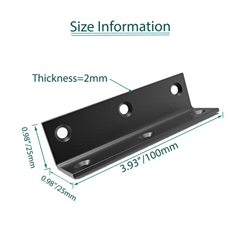 Aufuga L Bracket,Heavy Duty Corner Brace,Stainless Steel Shelf Bracket,Black Large Angle Brackets, Metal Braces for Wood Aufuga (10, 4*1*1inch) - Image 3
