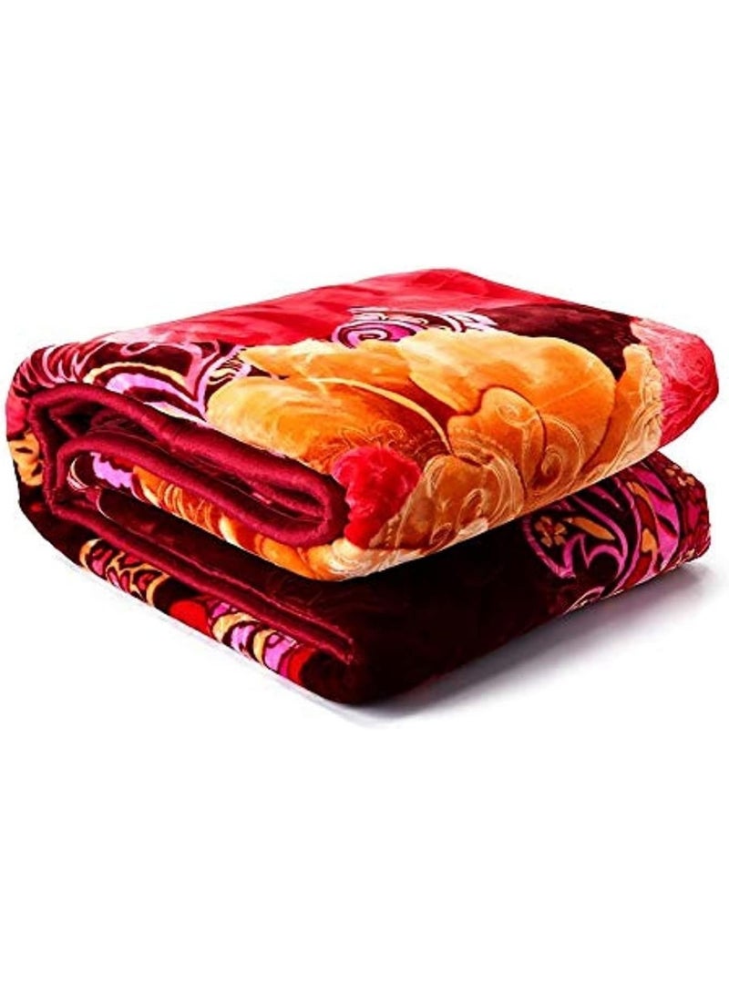 Thick, heavyweight velvet winter blanket for a double bed; warm, heavy, fluffy, and soft with a floral print. - Image 2