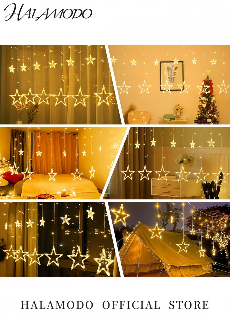HALAMODO 12 Stars LED Curtain String Lights 120 LED Hanging Twinkle Star Fairy Lights with 8 Modes Connectable Window Wall Backdrop Light Set for Christmas Wedding Party Indoor Outdoor Decor  - Image 5