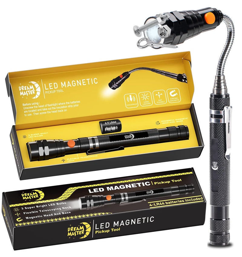 DREAM MASTER Magnetic Pickup Tool, Gifts for Men, Telescoping Magnet Flashlight, Gifts Idea & Stocking Stuffers for Men, Teen Boys, Mechanic, Boyfriend, Christmas Gifts for Dad, Husband, Father, Black - Image 1