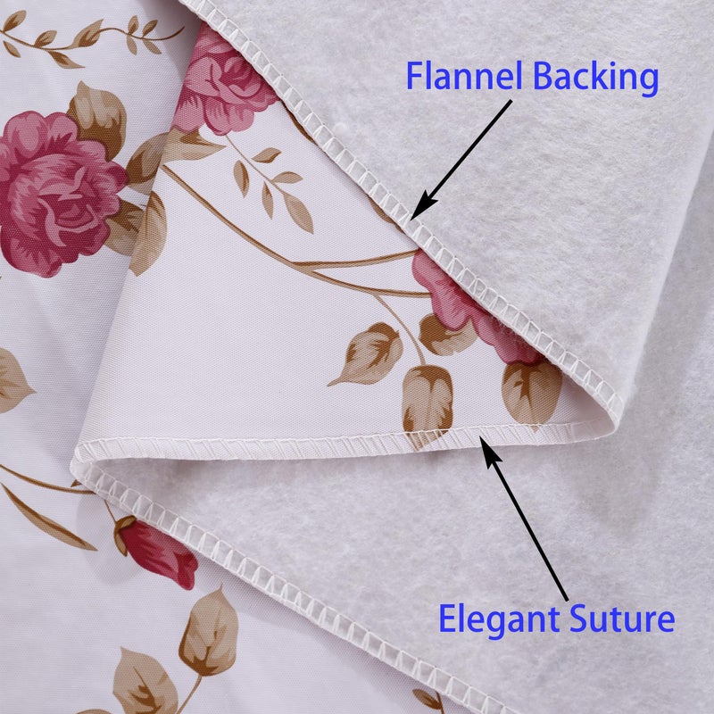 Walrus مفرش طاولة من الفينيل عالي الجودة مع بطانة من الفلانيل مقاوم للماء والزيت، مفرش طاولة مقاوم للبقع قابل للمسح، غطاء طاولة مستطيل أو مربع للاستخدام الداخلي والخارجي (زهور، 60X102 بوصة) - Image 3