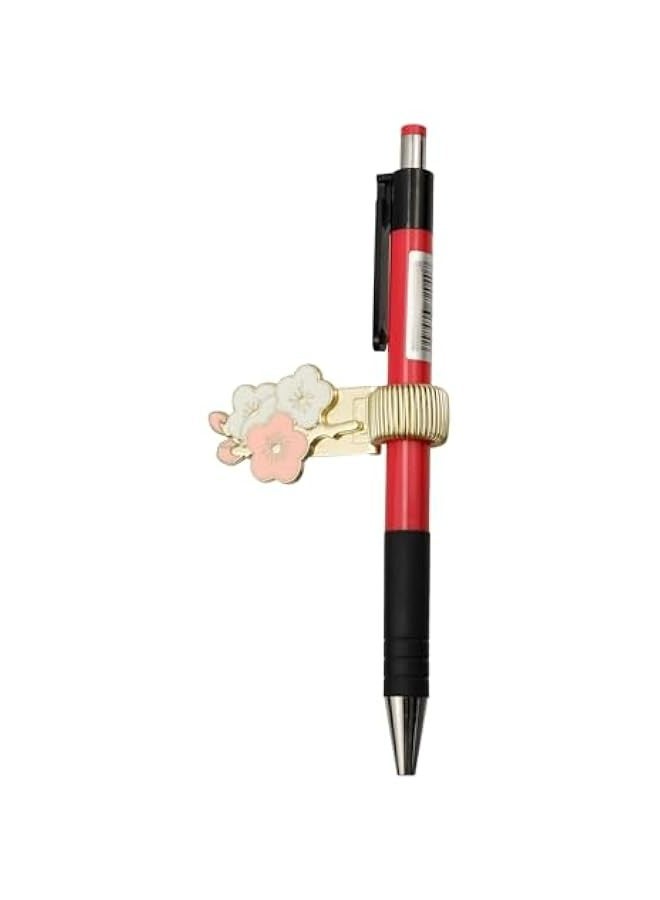 Generic Decorative Floral Pen Clip Holders in Pink - Set of 2 - Spring Loop Organizer for Notebook and Clipboard  - Image 4