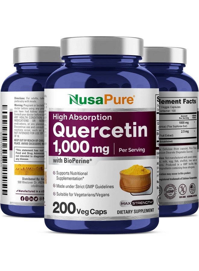 NusaPure Quercetin 1000mg - 200 Veggie Caps (Non-GMO, Vegan, Vegetarian) Bioperine - Image 5