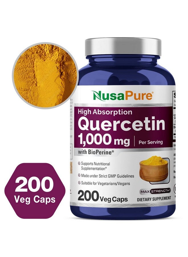 NusaPure Quercetin 1000mg - 200 Veggie Caps (Non-GMO, Vegan, Vegetarian) Bioperine - Image 4