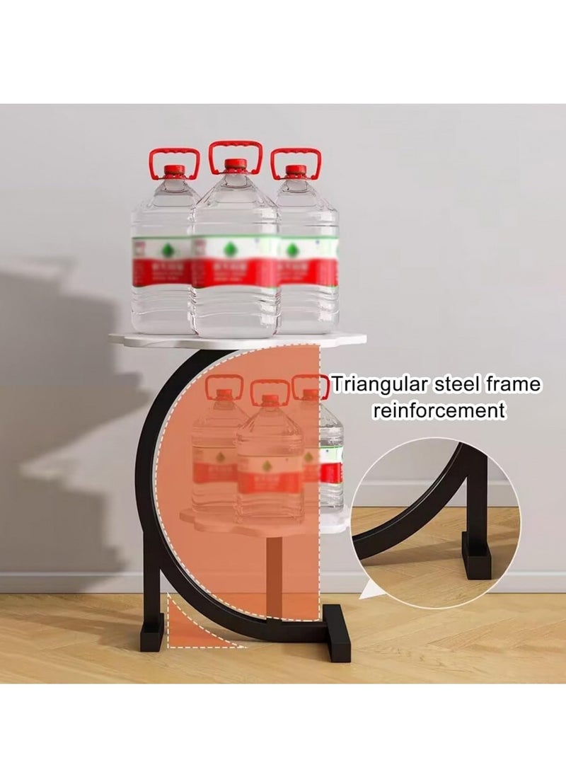 هاي هونور طاولة قهوة خفيفة فاخرة من طبقتين، طاولة جانبية إبداعية فريدة من نوعها على شكل حرف C على شكل حرف C، دعم قدم شبه دائري ثلاثي الأبعاد، مناسبة لغرفة المعيشة والمكتب والدراسة وغرفة النوم والشرفة （أبيض） - Image 5