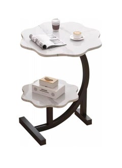 Hihonor Light Luxury 2 Layer Coffee Table, Unique Creative Side Table C-Shaped Semi-Circular Foot Three-Dimensional Support, Suitable for Living Room, Office, Study, Bedroom, Balcony（White）  - Image 1