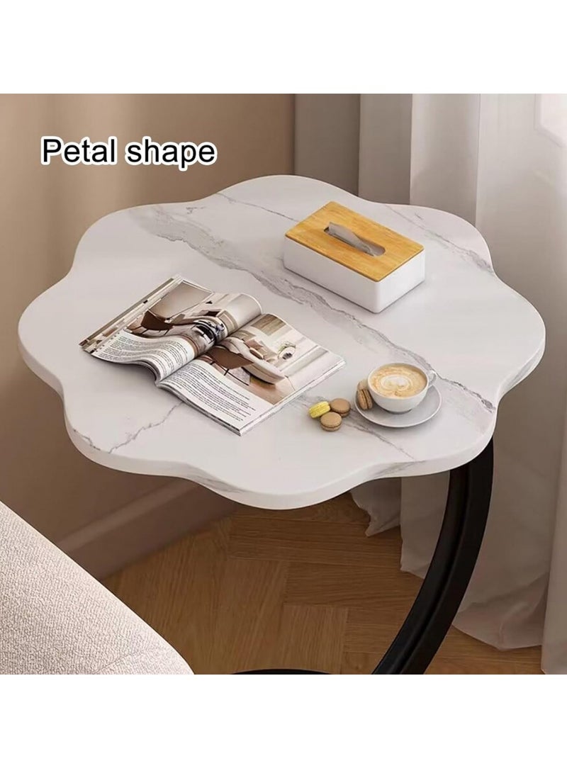 هاي هونور طاولة قهوة خفيفة فاخرة من طبقتين، طاولة جانبية إبداعية فريدة من نوعها على شكل حرف C على شكل حرف C، دعم قدم شبه دائري ثلاثي الأبعاد، مناسبة لغرفة المعيشة والمكتب والدراسة وغرفة النوم والشرفة （أبيض） - Image 4