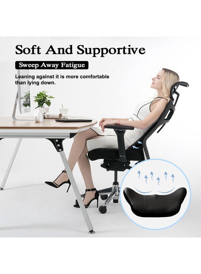 ET-LIFE Car Lumbar Support Pillow - Memory Foam Lumbar Pillow for Car and Office, Breathable Removable Cover, Ergonomic Design, Back Pain Relief, Black - Image 5