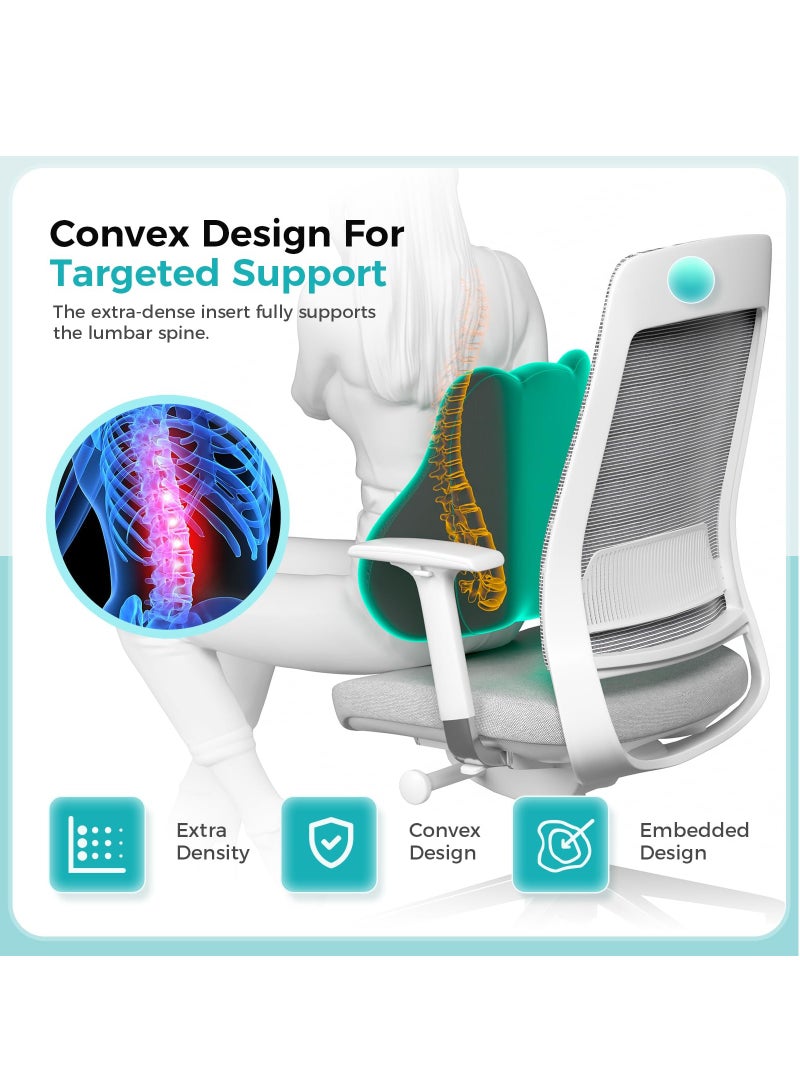 ET-LIFE Car Lumbar Support Pillow - Memory Foam Lumbar Pillow for Car and Office, Breathable Removable Cover, Ergonomic Design, Back Pain Relief, Black - Image 3