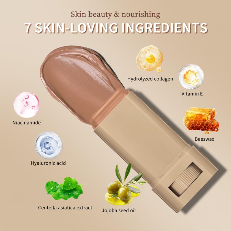 BANGFENG Beauty Balm Serum Enriched Skin Tint Stick â€“ Face Tint Balm Foundation with Serum Benefits, Buildable Hydrating Coverage, Moisturizing Concealer Stick for Glowing Skin & Flawless Finish (6#, 1) - Image 4