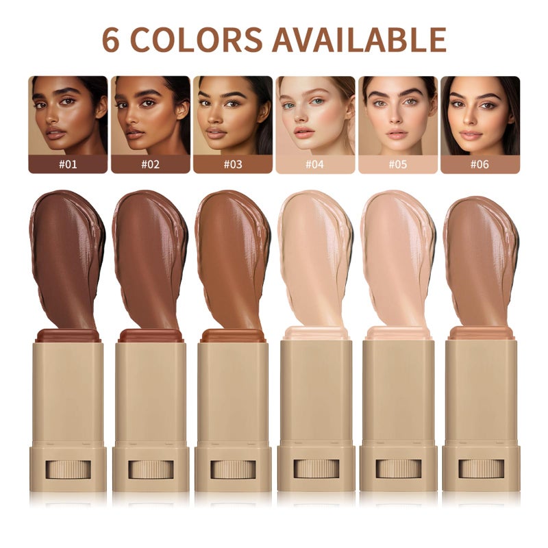 BANGFENG Beauty Balm Serum Enriched Skin Tint Stick â€“ Face Tint Balm Foundation with Serum Benefits, Buildable Hydrating Coverage, Moisturizing Concealer Stick for Glowing Skin & Flawless Finish (6#, 1) - Image 2