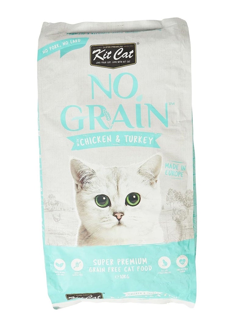 Kit Cat No Grain With Chicken And Turkey Cat Dry Food 10Kg - Image 1