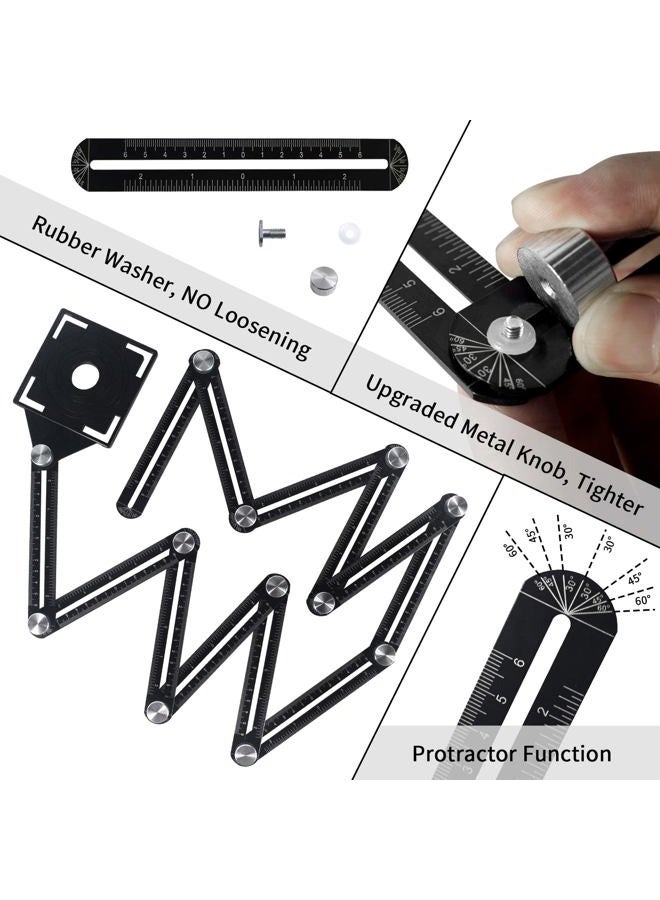 WiseWater Multi Angle Measuring Ruler, Universal Aluminum Alloy Measuring Template Tool for Tile Measurement with Opening Hole Positioning Locator (12-Sided) - Image 5