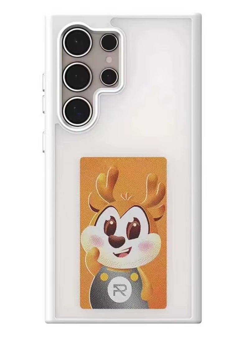 For Samsung Galaxy S24 Ultra Smart Case NFC Transmit Phone E-Ink Cases 4 Colors E Ink Screen Galaxy DIY Function Cartoon Boys Girls Phone Covers (White, for Samsung Galaxy S24 Ultra) - Image 1