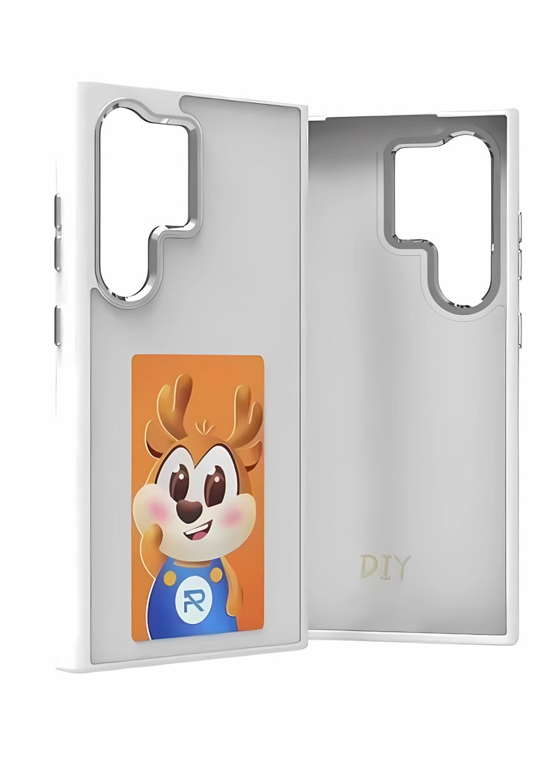 For Samsung Galaxy S24 Ultra Smart Case NFC Transmit Phone E-Ink Cases 4 Colors E Ink Screen Galaxy DIY Function Cartoon Boys Girls Phone Covers (White, for Samsung Galaxy S24 Ultra) - Image 2
