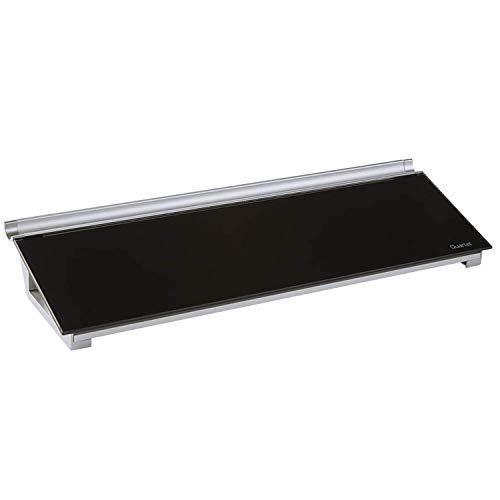 Quartet Glass Dry Erase White Board, Desktop Computer Pad for Notetaking, 18" x 6" Whiteboard, Clean Erase Surface with Storage, 1 Dry Erase Marker, Black Surface (GDP18B) - Image 1