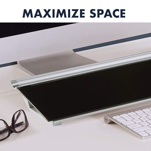 Quartet Glass Dry Erase White Board, Desktop Computer Pad for Notetaking, 18" x 6" Whiteboard, Clean Erase Surface with Storage, 1 Dry Erase Marker, Black Surface (GDP18B) - Image 3