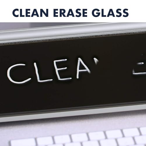 Quartet Glass Dry Erase White Board, Desktop Computer Pad for Notetaking, 18" x 6" Whiteboard, Clean Erase Surface with Storage, 1 Dry Erase Marker, Black Surface (GDP18B) - Image 4