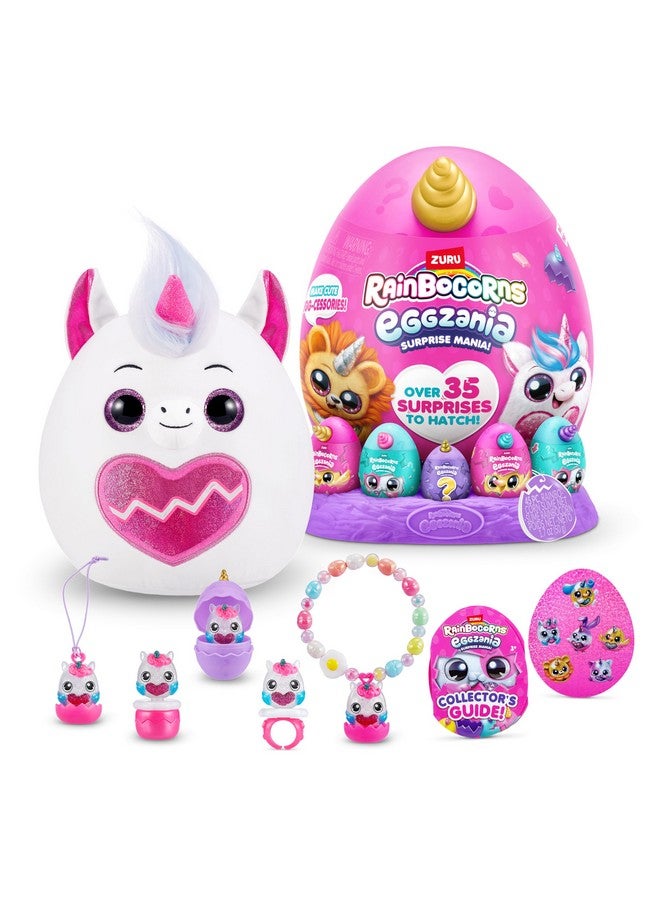 Rainbocorns Rainbocorns Eggzania Surprise Mania Series 1 (Unicorn) by ZURU, Collectible Plush Stuffed Animal, Surprise Eggs, 5 Mini Eggs, Stickers, DIY Jewelry, Slime, Ages 3+ for Girls, Children - Image 1