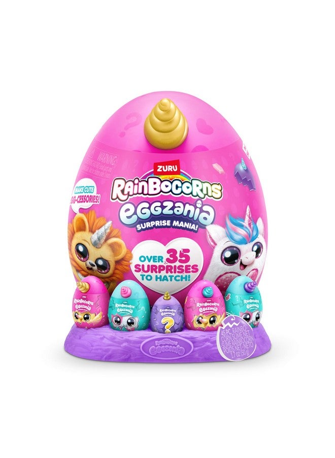 Rainbocorns Rainbocorns Eggzania Surprise Mania Series 1 (Unicorn) by ZURU, Collectible Plush Stuffed Animal, Surprise Eggs, 5 Mini Eggs, Stickers, DIY Jewelry, Slime, Ages 3+ for Girls, Children - Image 2