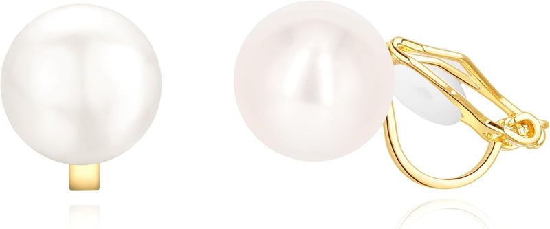 YOQUCOL Simulated Freshwater Pearl Clip On Earrings Not Pierced Elegant Stud Jewelry For Women - Image 1