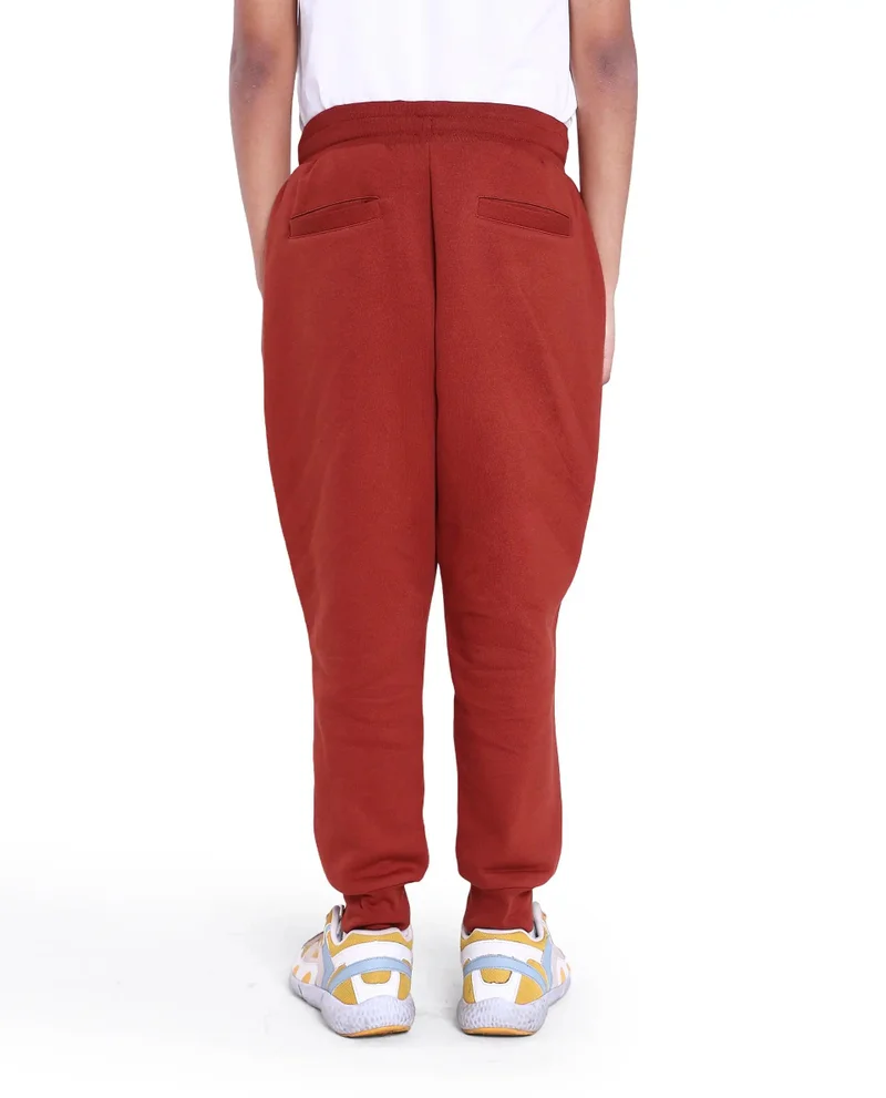 Rare Ones Rare Ones Kids Nir Rust Cotton Poly Drawstring Closure Regular Fit Plain Trackpant