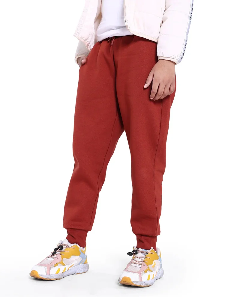 رير ونز Rare Ones Kids Nir Rust Cotton Poly Drawstring Closure Regular Fit Plain Trackpant