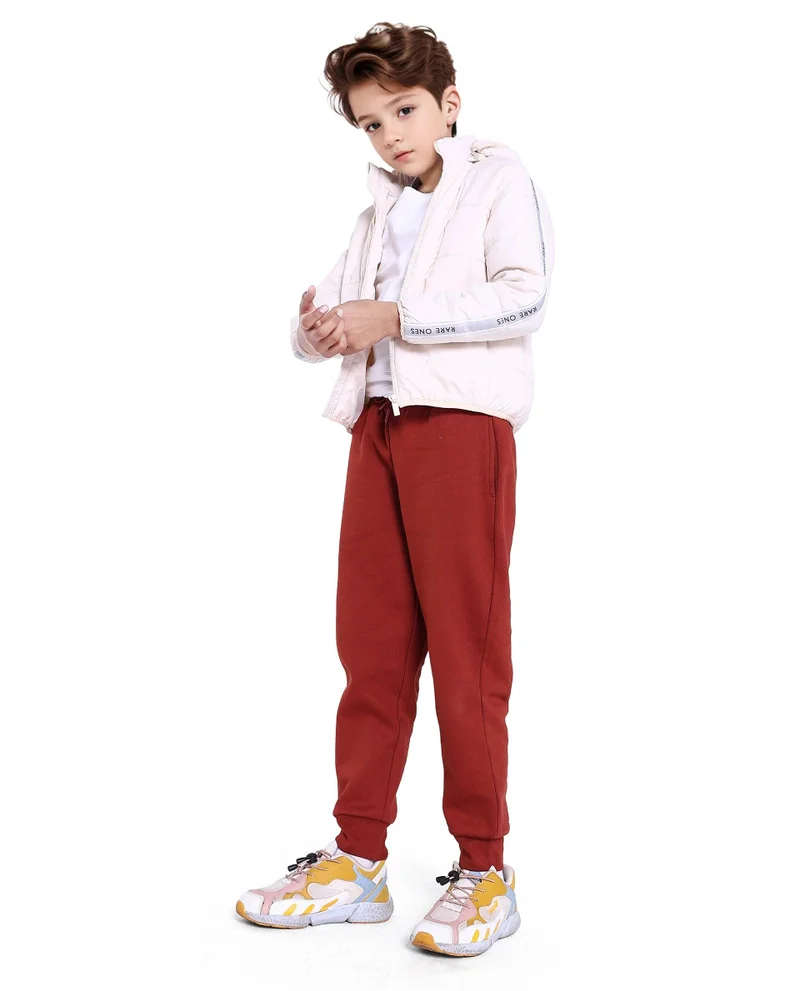 رير ونز Rare Ones Kids Nir Rust Cotton Poly Drawstring Closure Regular Fit Plain Trackpant