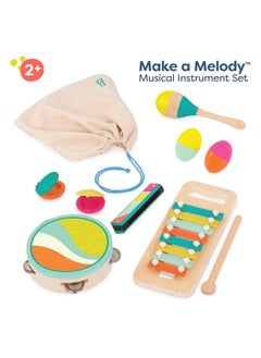 B. Toys B. toys- Make a Melody- 9pc Wooden Musical Instruments - Xylophone, Tambourine, Harmonica - Drawstring Storage Bag - 2 Years +  - Image 3
