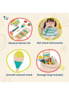 B. Toys B. toys- Make a Melody- 9pc Wooden Musical Instruments - Xylophone, Tambourine, Harmonica - Drawstring Storage Bag - 2 Years +  - Image 5