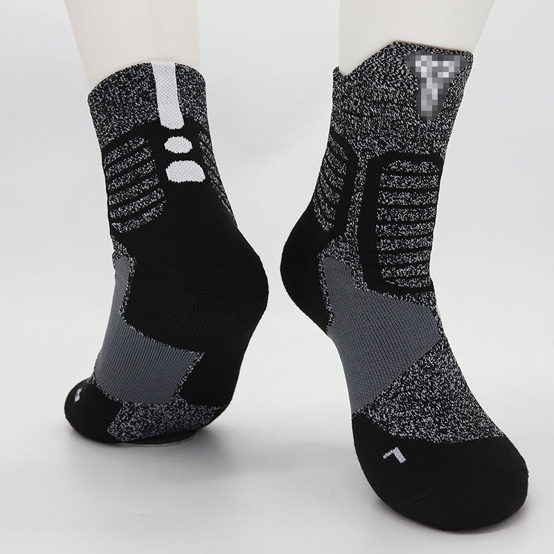 Kids High-Top Basketball Socks Elite Cotton Kobe dark gray white label 