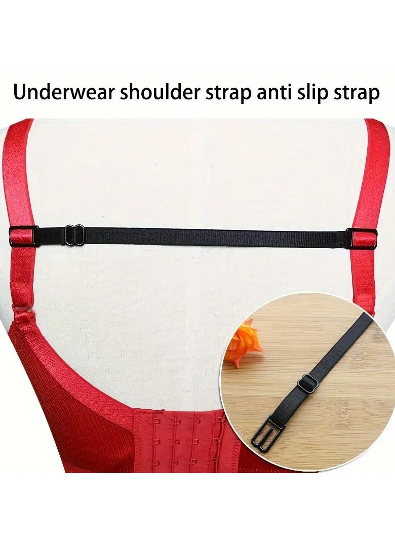 Goolsky 3-Pack Bra Straps Holder Anti-slip Elastic Adjustable Clips, Lingerie Accessory, Undergarment Shoulder Strap Fix With Metal Buckles, Black/White/Beige  - Image 3