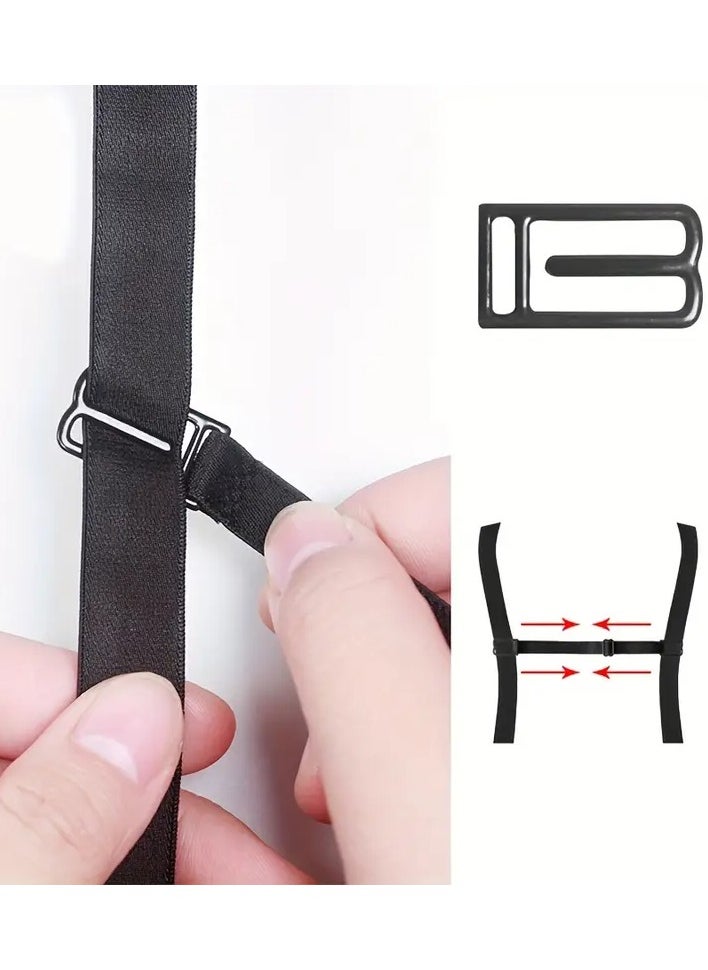 Goolsky 3-Pack Bra Straps Holder Anti-slip Elastic Adjustable Clips, Lingerie Accessory, Undergarment Shoulder Strap Fix With Metal Buckles, Black/White/Beige  - Image 5