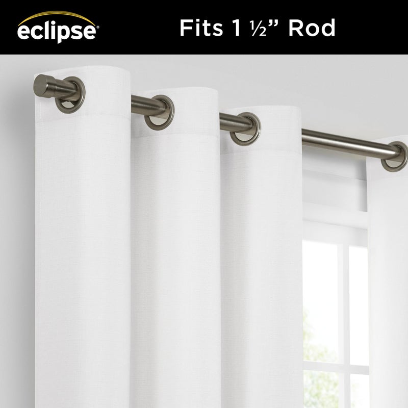 Eclipse Extra Wide Grommet Curtain, Kendall Sliding Patio Door Curtain Panel, Solid Textured Thermal Insulated and Noise Reducing Curtains, (1 Panel), 84 in Long x 100 in Wide, White - Image 3