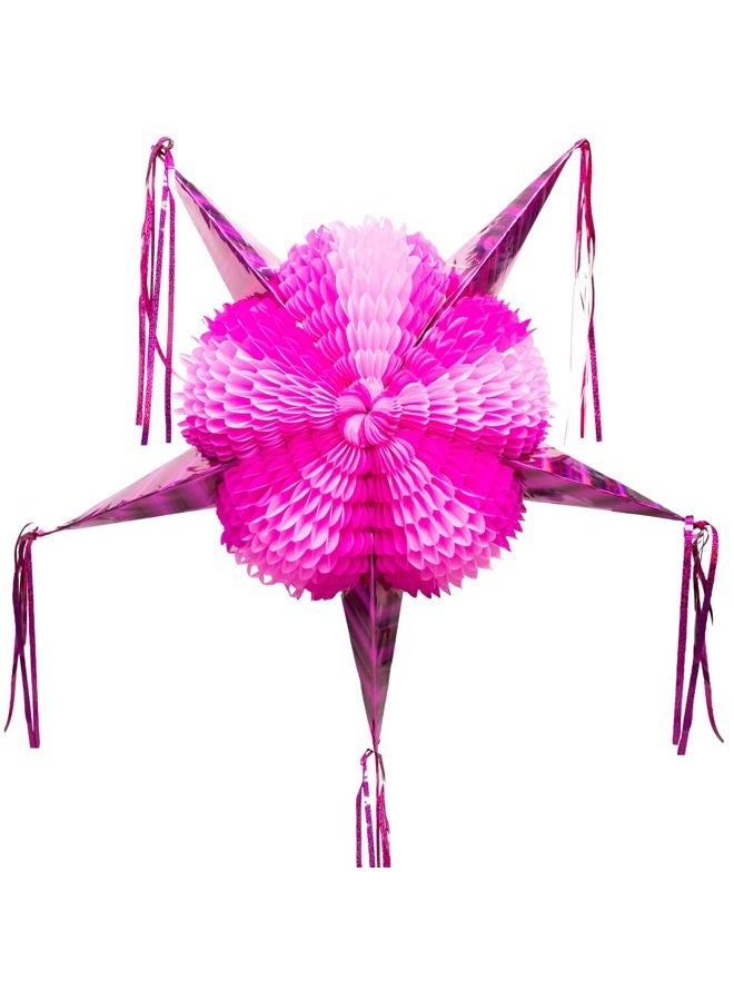 FIESTA WRAPS Pink Mexican Piñata (Large 32 inches) - Authentic Handmade Foldable Large Pinata for Birthday Party - All Pink Star Pinata - Piñatas para Cumpleaños - Fiesta Piniata - Cinco de Mayo Pinatas - Image 1