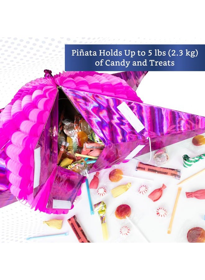 FIESTA WRAPS Pink Mexican Piñata (Large 32 inches) - Authentic Handmade Foldable Large Pinata for Birthday Party - All Pink Star Pinata - Piñatas para Cumpleaños - Fiesta Piniata - Cinco de Mayo Pinatas - Image 4