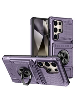 Magnetic Ring Bracket Phone Case For Samsung S23/S24/S25 Ultrag Card Case-Color:Purple-Applicable Models:S24