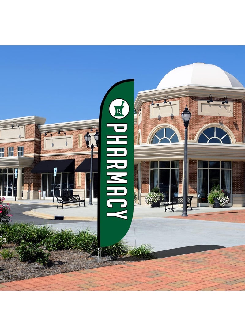 LookOurWay LookOurWay Feather Flag Set 12 ft Advertising Flag with Fiberglass Poles and Ground Spike for Business Promotion Health Care Themed Pharmacy  - Image 5