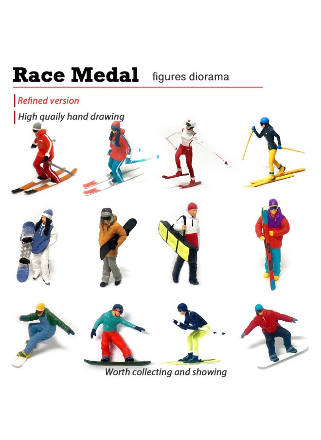 Generic - Sand Table Micro-beat Model Toy HO Scale 1/87 Ice And Snow Sports 1/64 Ski Miniature Model Hand Ornaments-Color:1:64 Ski Speed Skating Preferred Edition Set - Image 1