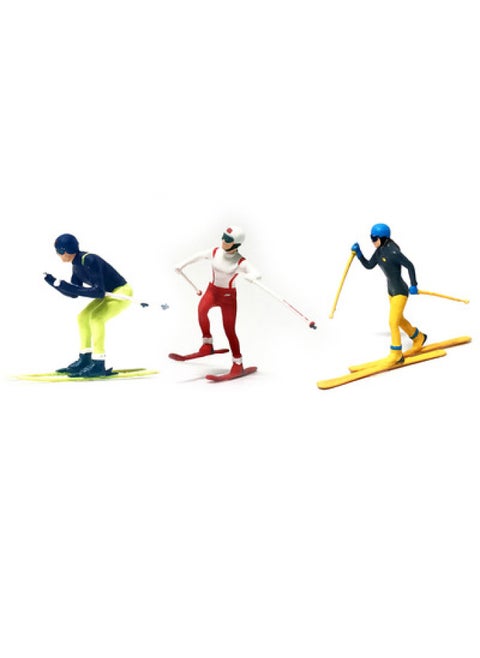 Sand Table Micro-beat Model Toy HO Scale 1/87 Ice And Snow Sports 1/64 Ski Miniature Model Hand Ornaments-Color:1:64 Ski Speed Skating Preferred Edition Set