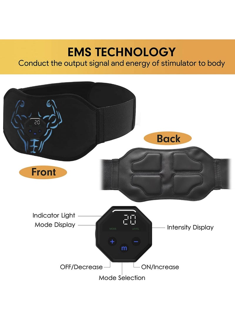 SYOSI Abdominal Toning Trainer, Electronic Muscle Stimulator Abs Stimulator Toning Belt Abs Workout Equipment USB Rechargeable Abs Stimulator, Fitness Waist Belt for Men Women - Image 5