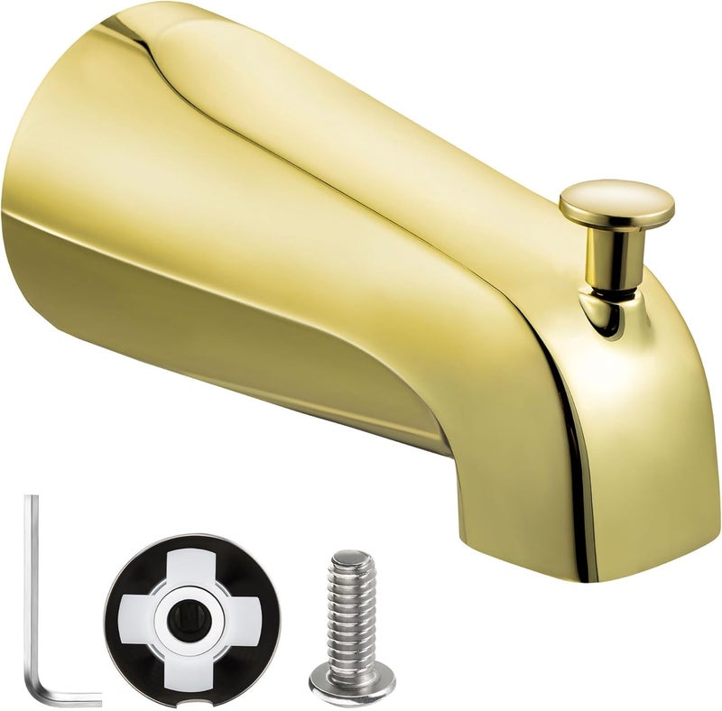 Enhon Slip On Diverter Tub Spout Compatible with Kohler GP85556, Bathroom Shower Bathtub Faucet Spout Replacement Fits 1/2'' Copper Water Tube, 5/32'' Hex Wrench Included (Polished Brass,1 Pack) - Image 1