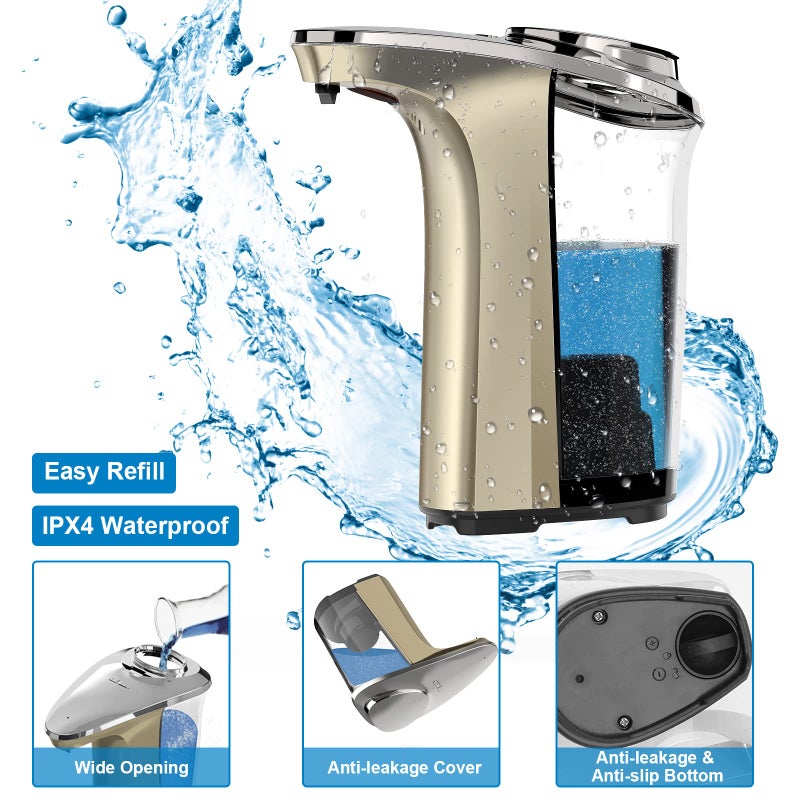 PZOTRUF Automatic Soap Dispenser, Touchless Dish soap Dispenser 17oz/500ml with Upgraded Infrared Sensor, 5 Adjustable Soap Dispensing Levels, Liquid Hand soap Dispenser for Bathroom & Kitchen - Image 5