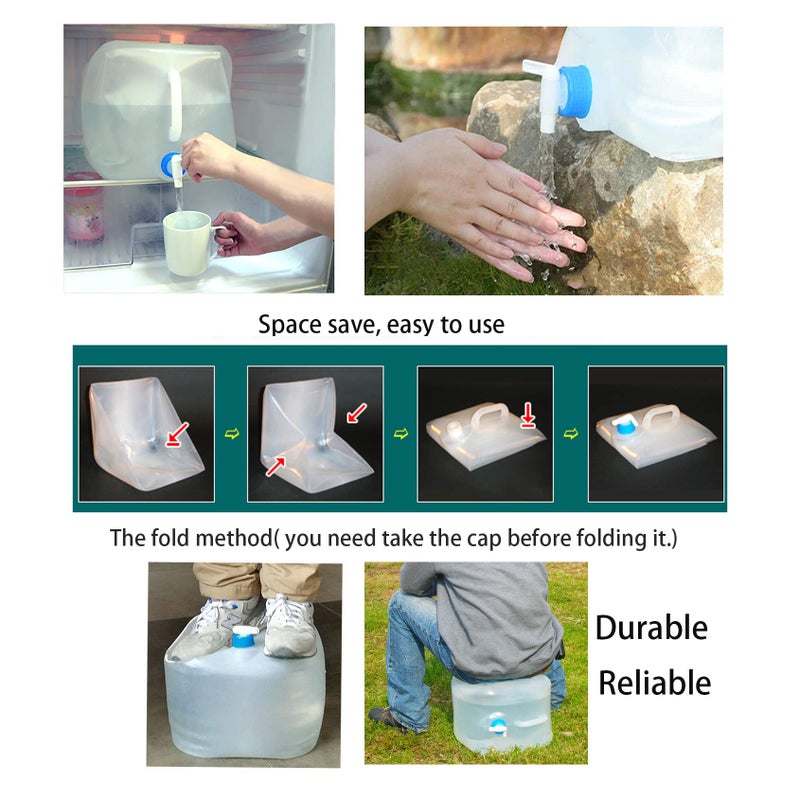 Cedilis 2 Pack 5.3 Gallon Collapsible Water Container with Spigot, Food Safe Water Storage Jug, BPA-Free Camping Water Storage Jug Canteen for Outdoor Hiking and Emergency, Portable, Foldable - Image 5